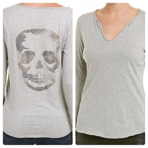 ZADIG & VOLTAIRE Tunisien Distressed Skull Shirt - Picture 1 of 9